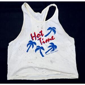 Vintage 90s Hot Time White Tank Top Womens Large